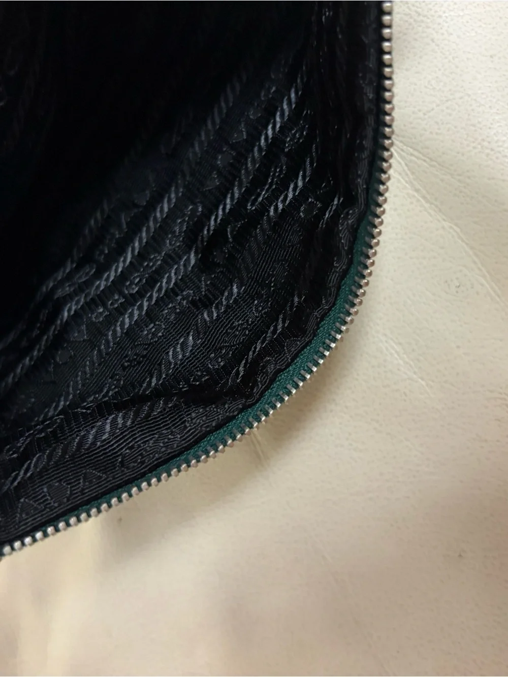 PRADA Green Bear Nylon Zipper Pouch 7 x 4 inches Tessuto